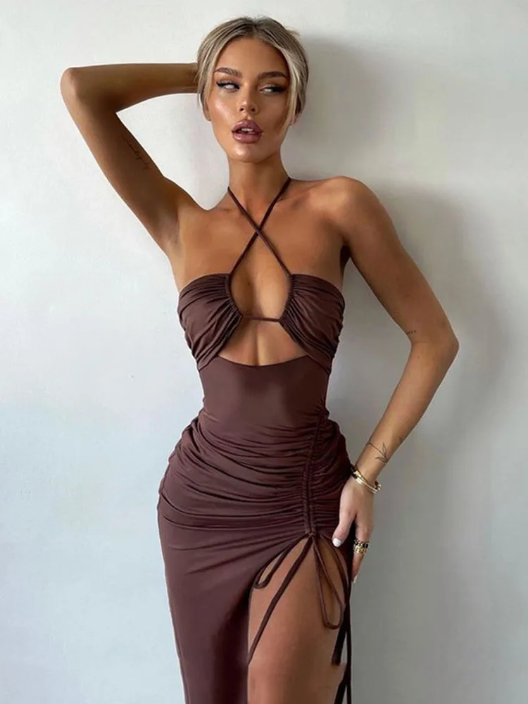 Sleeveless Sexy Female Midi Backless Dresses Slim Night Club Party Women's Dress Bodycon Vestidos Elegantes Para Mujer 5