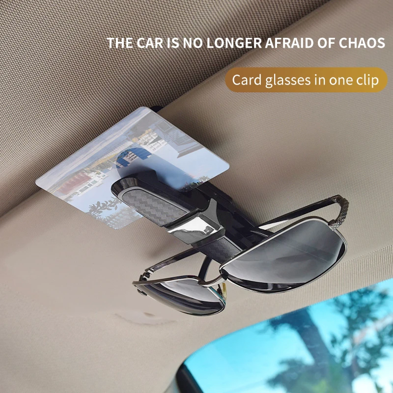 sunglasses frame Car Sunglasses Frame Carbon Fiber Bills Glasses Clip Multi Function In Car Creative Eye Box Card Double Headed Clip On Board