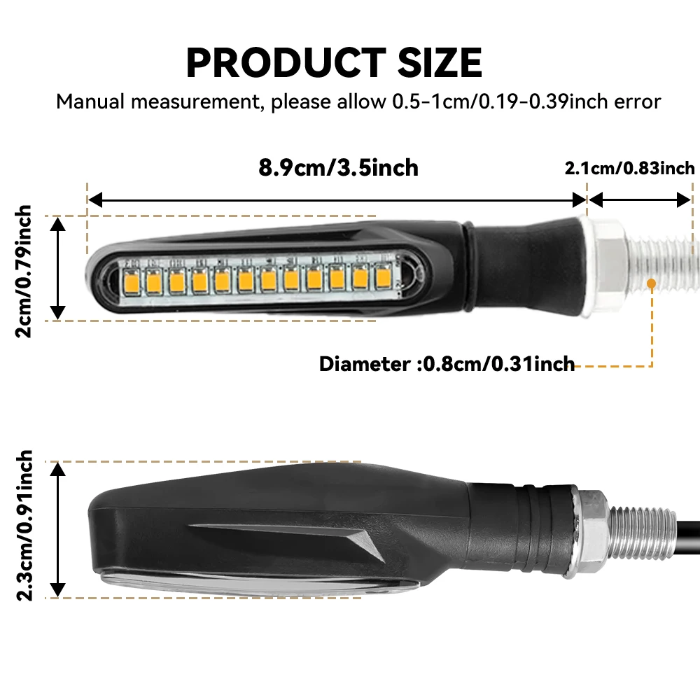 Motorcycle LED Lights 2/4Pcs Motorcycle Turn Signal Lights Universal LED Motorbike Turning Indicators Daytime Running Waterproof 12V Motorbike Lights