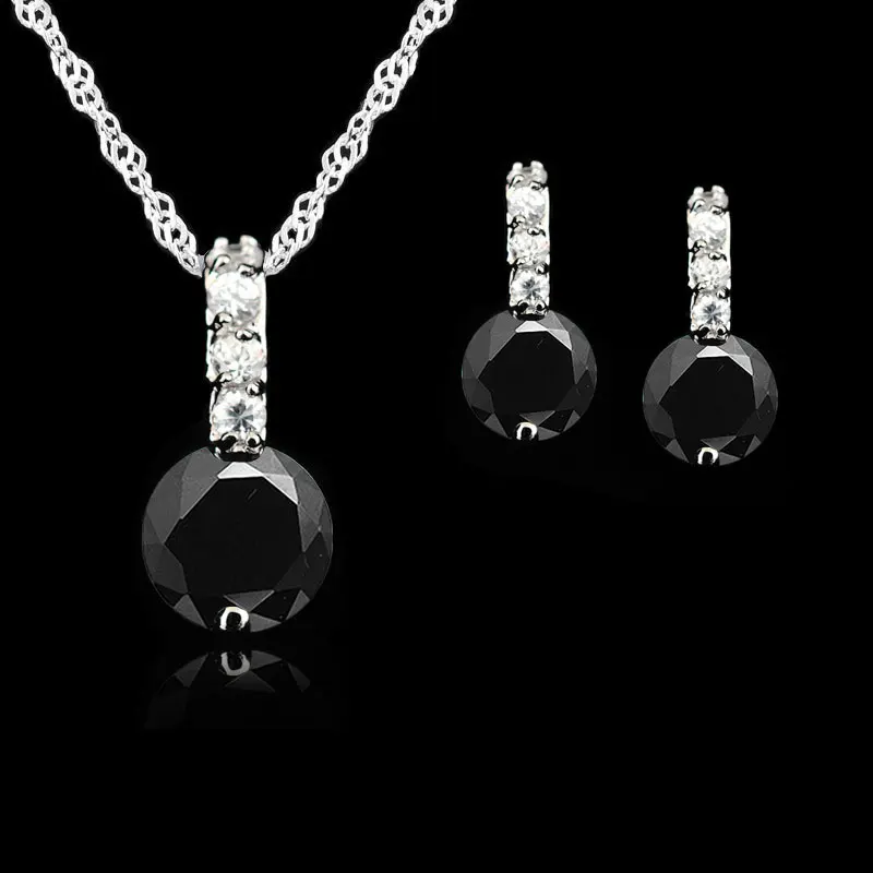 925 Sterling Silver Jewelry Sets For Women Wedding Austrian Crystal Pendants Necklace Earrings Set For Female/Bridal jewelry set,silver jewelry,silver jewelry set,crystal jewelry set