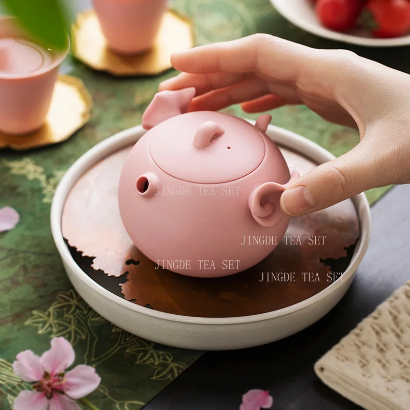 175ml raw ore powder segment clay purple clay teapot for household high-end handmade anti scalding kung fu tea set