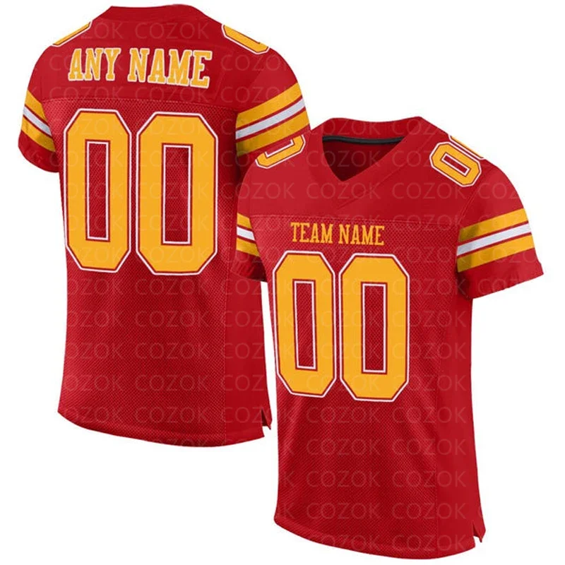 

Red Customized Football Jersey for Men Football Short Sleeves Athletic Tee Shirts