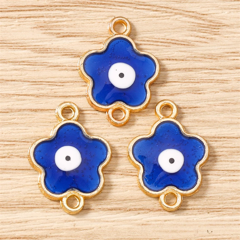 10 Stück 14 x 19 mm niedliche bunte Emaille-Blumenanhänger, Verbinder für die Schmuckherstellung, DIY-Armbänder, Halsketten, handgefertigte Bastelbedarf – Detail 10