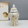 Gold-plated Flower Ceramic Ginger Jar White Ceramic Storage Jar Crafts Ornaments Flower Arrangement Decorative Jar Ornaments 1