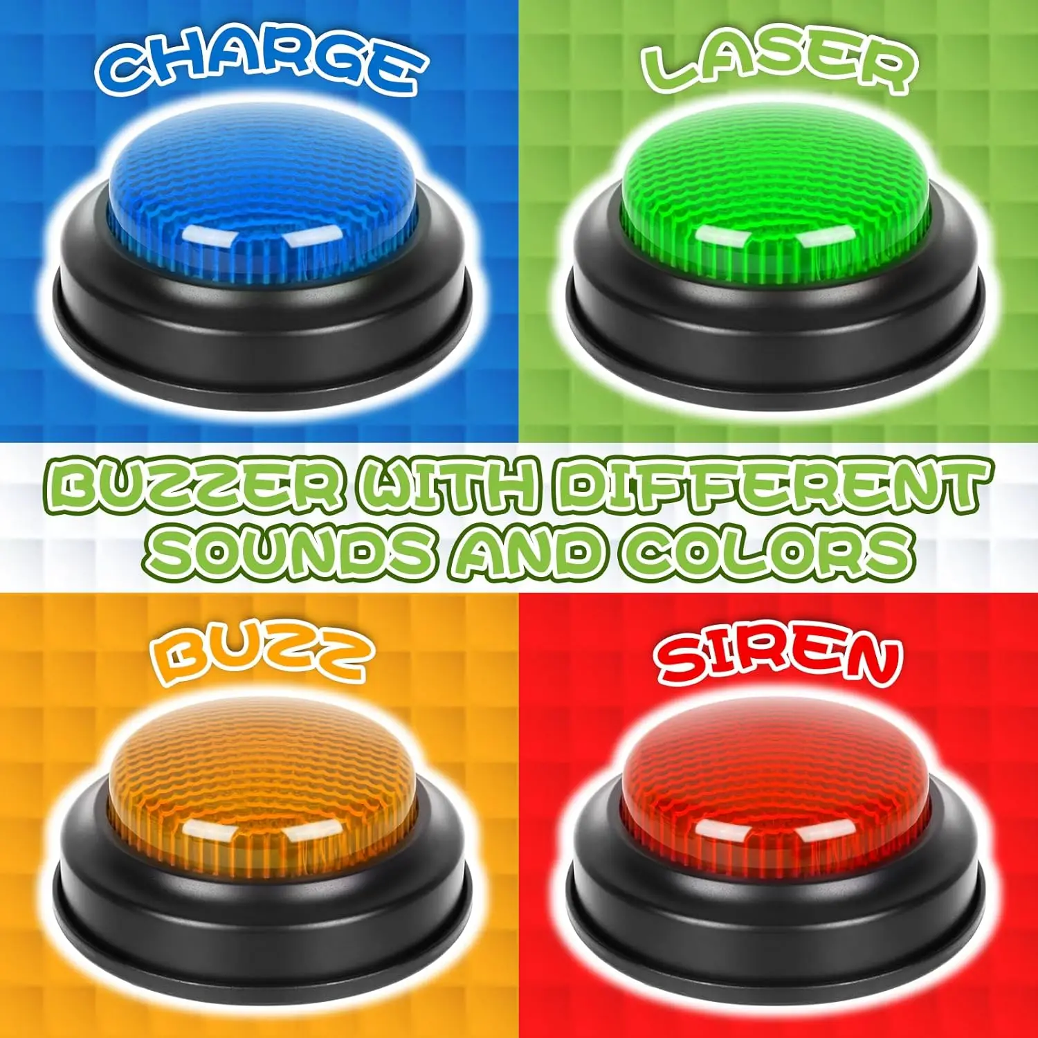 Answer Buzzers for Game Shows 4pcs Game Buzzers with Lights & Sounds Buzz Buttons for Kids - Perfect for Classroom Games 2