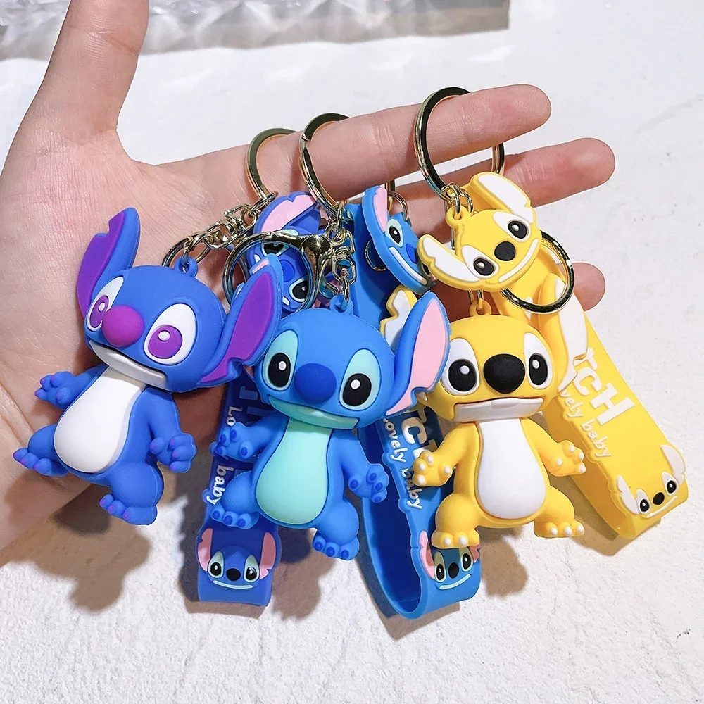 Anime Keychain Lilo & Stitch Toys Keychian Anime Stitch Pendant Keychain Sweet Pink Angel Keychians Women Car Keyring Girl Birthday Gift