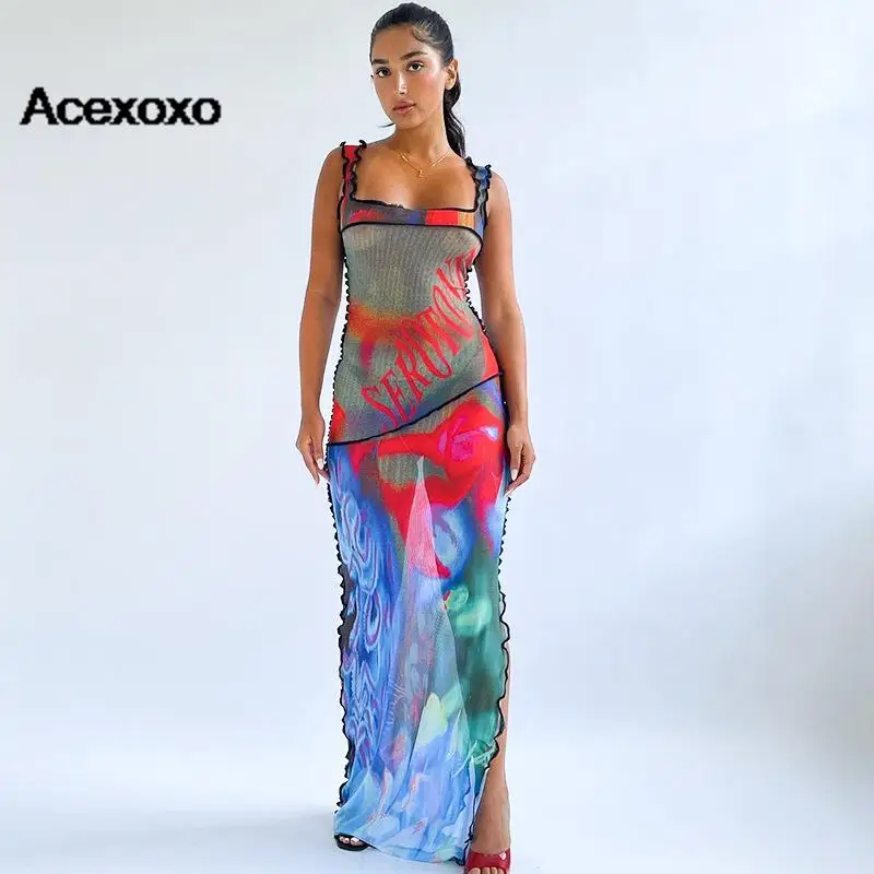 

J23DS057 женские платья с перекрестными краями, Новинка лета 2023, модная прозрачная юбка с принтом в виде букв и красных губ