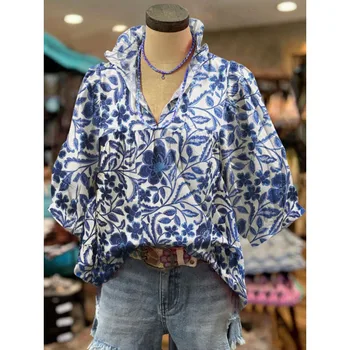 Floral  Blouse Green garden Top