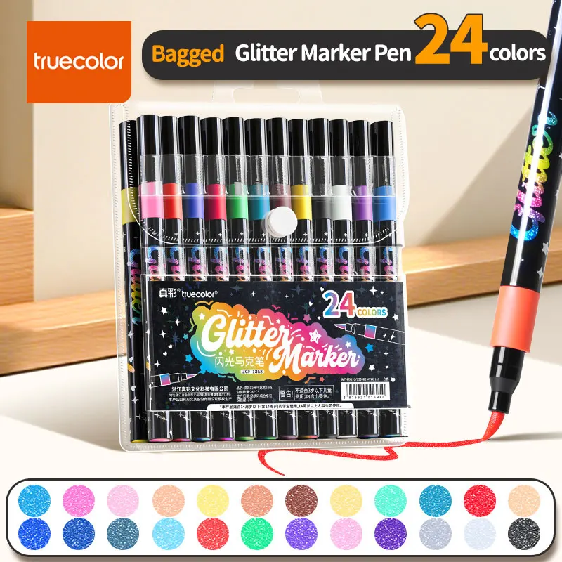 트루컬러 ZCF-1868 24색 소프트 PVC 파우치 글리터 마커 (학생용 그림 특..