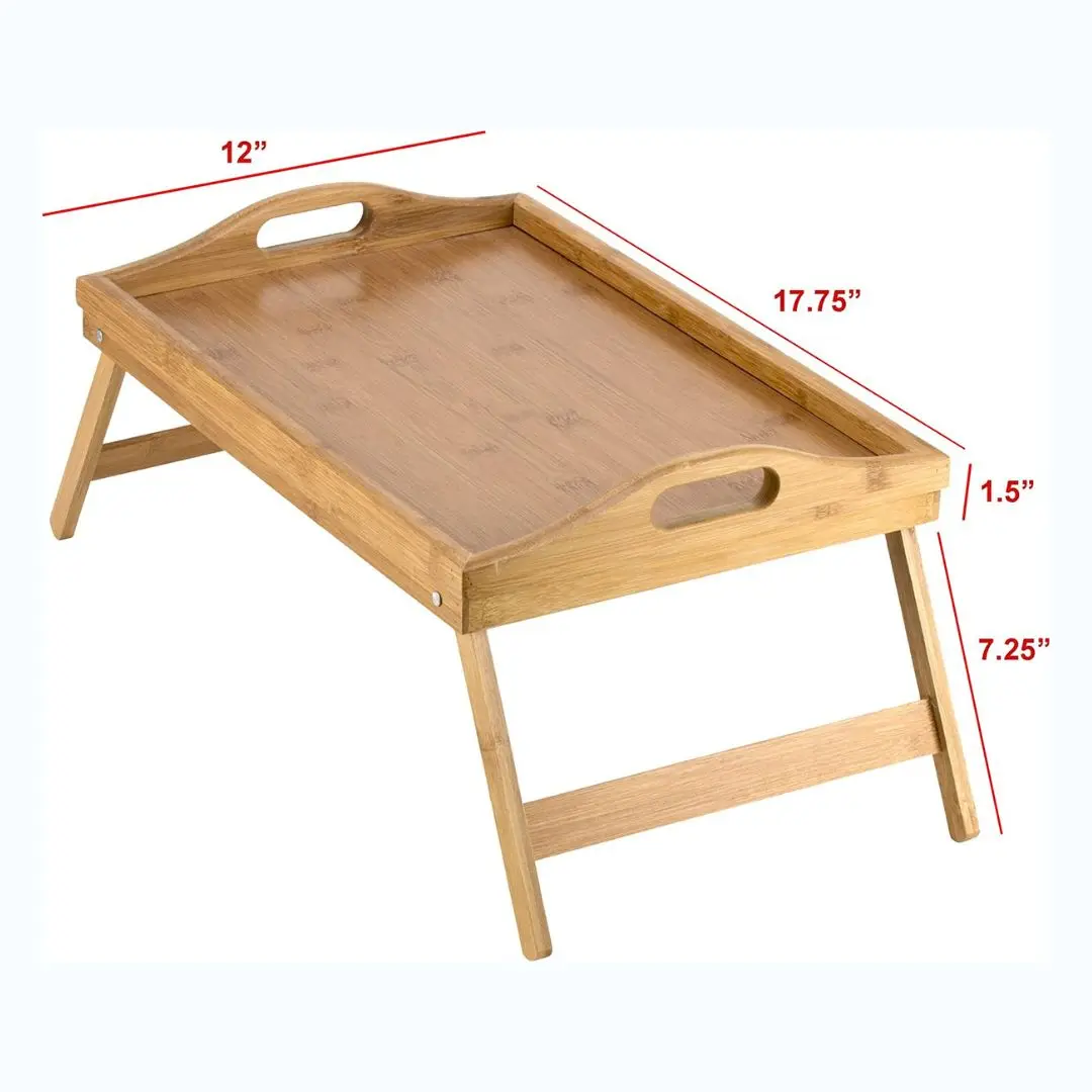 Computer Desk and Dining Table with Foldable Legs-Bamboo Breakfast Tray for Sofas, Beds, Dining, Snacking, and Work