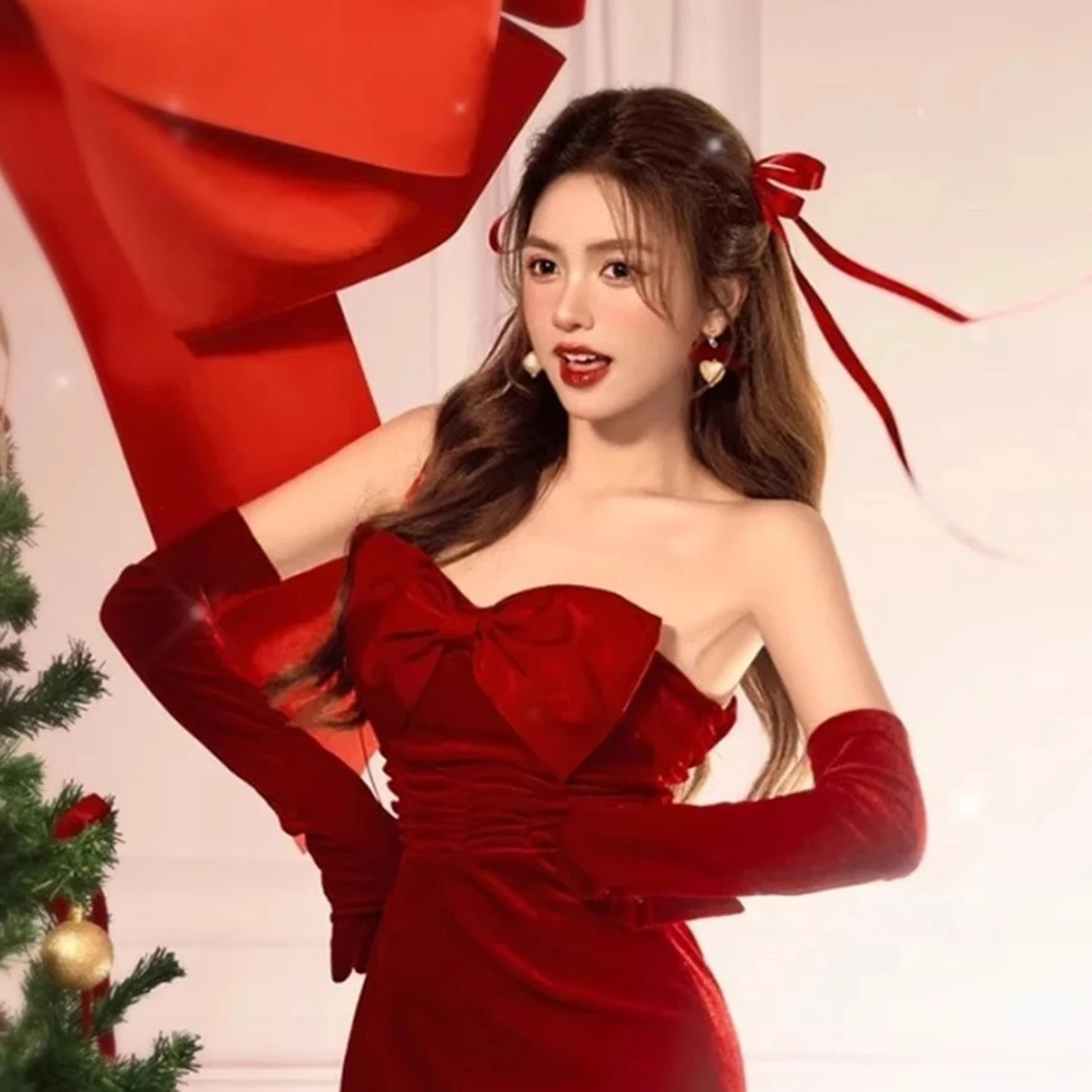 Guanti Lunghi Da Donna Guanti Lunghi In Velluto ... - Aliexpress - Foto 2