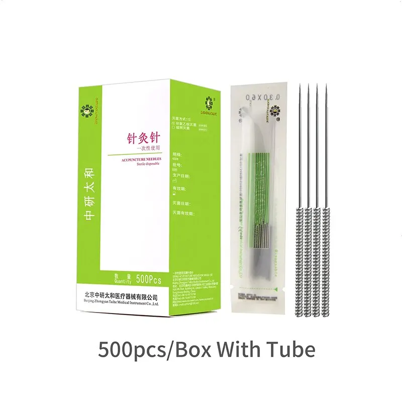 500 Disposable Acupuncture And Moxibustion Needles With Cannula Sterile Clean Sanitary Sharp