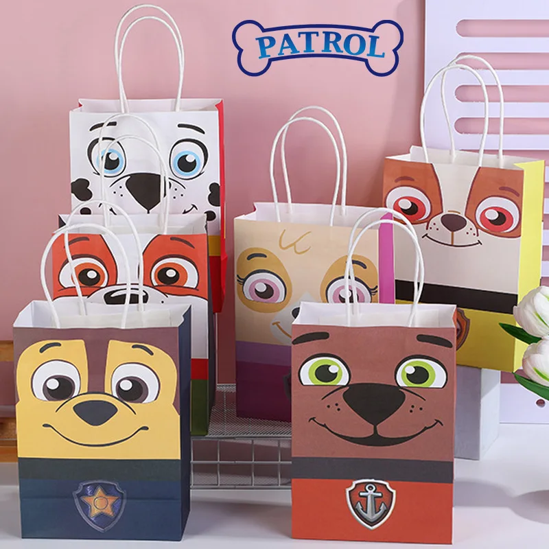 7Pcs Paw Patrings Gift Bag Chase Skye Candy Loot Bags Pergamena Portable Marshall Macerie Boy Girl Birthday Party Supplies Kids Favor