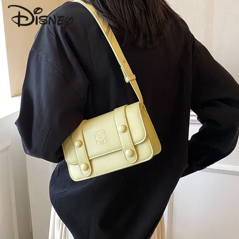 Disney Winnie Bear New Women's Bag Fashionable and Advanced Women's Crossbody Bag Small Fresh Versatile Solid Shoulder Bag