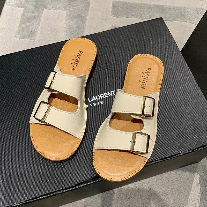 

Сланцы женские из натуральной кожи, повседневные Модные дышащие тапочки, римские, лето 2023