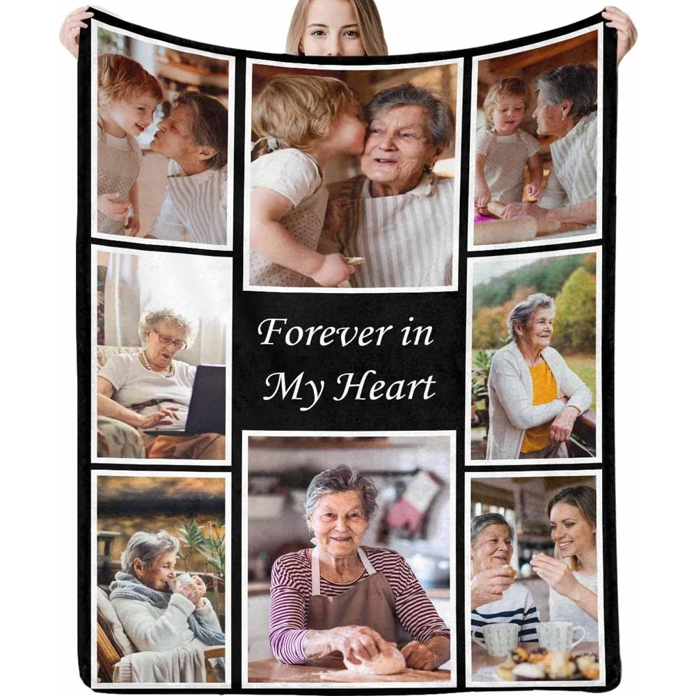 

Customized photos forever in my heart. 8 photos. Personalized blankets for family birthdays, weddings, mothers, and fathers