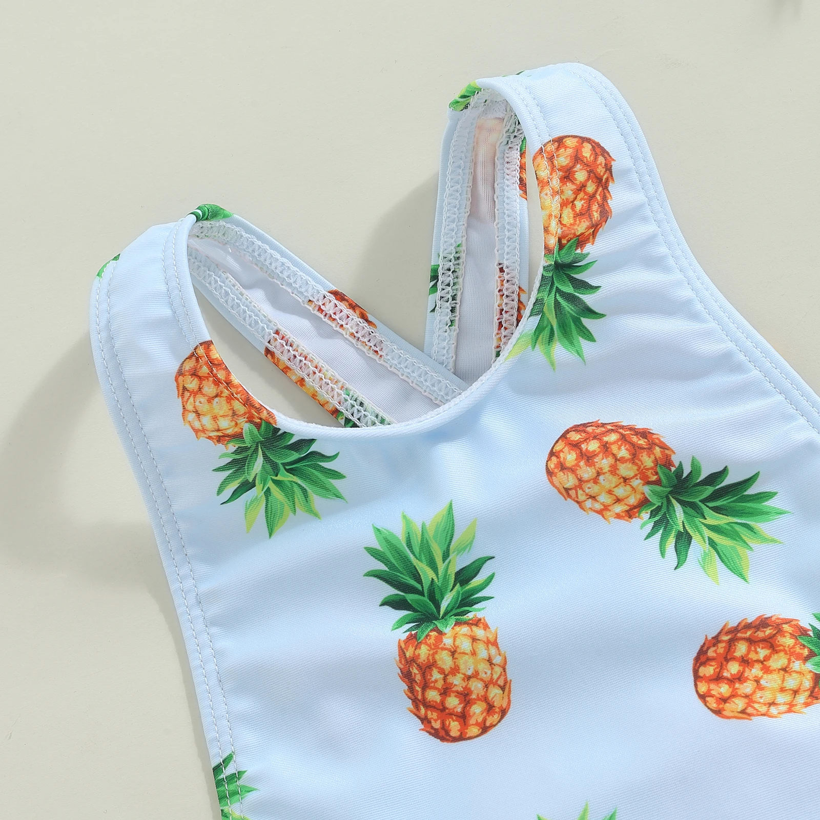 Girls’ Princess Bowknot Swimsuit – Sleeveless Backless Toddler Bikini with Fruit Print for Summer Beachwear Swimwear