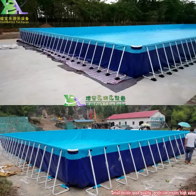 Rectangle Metal Frame Paddling Pool 0.9mm PVC Tarpaulin For Water Park 6