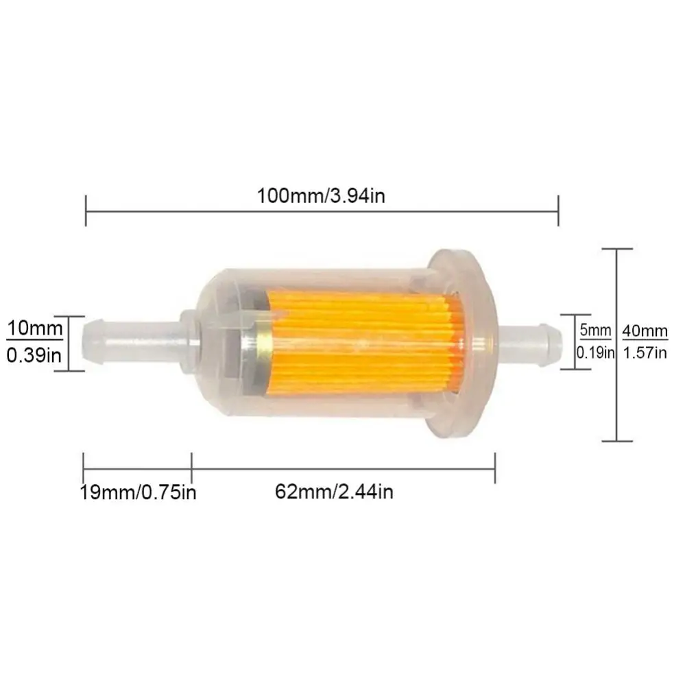 10mm Motorcycle Oil Filter Inline Gas Fuel Filter Motorbikes Scooter Gasoline Filters Tools for Street Dirt Bike Motorbike ATV