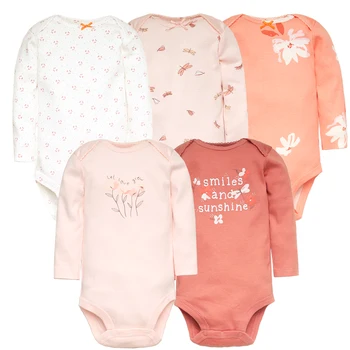 3-5PCS Baby Cotton Long Sleeve Bodysuits 1