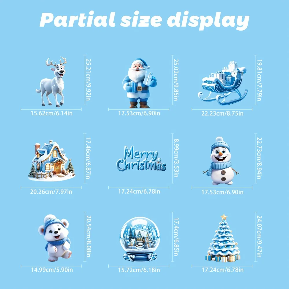 Christmas Festive Window Clings 9 Sheets/110pcs Merry Christmas Stickers for Glass Windows-Snowflake, Reindeer, Santa