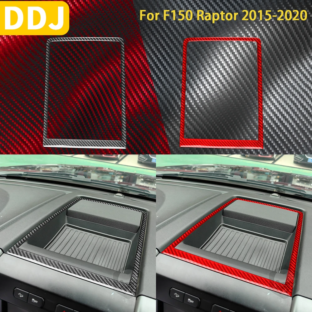 

For Ford F150 Raptor 2015-2020 Accessories Carbon Fiber Interior Instrument Desk Storage Box Frame Trim Sticker Decoration