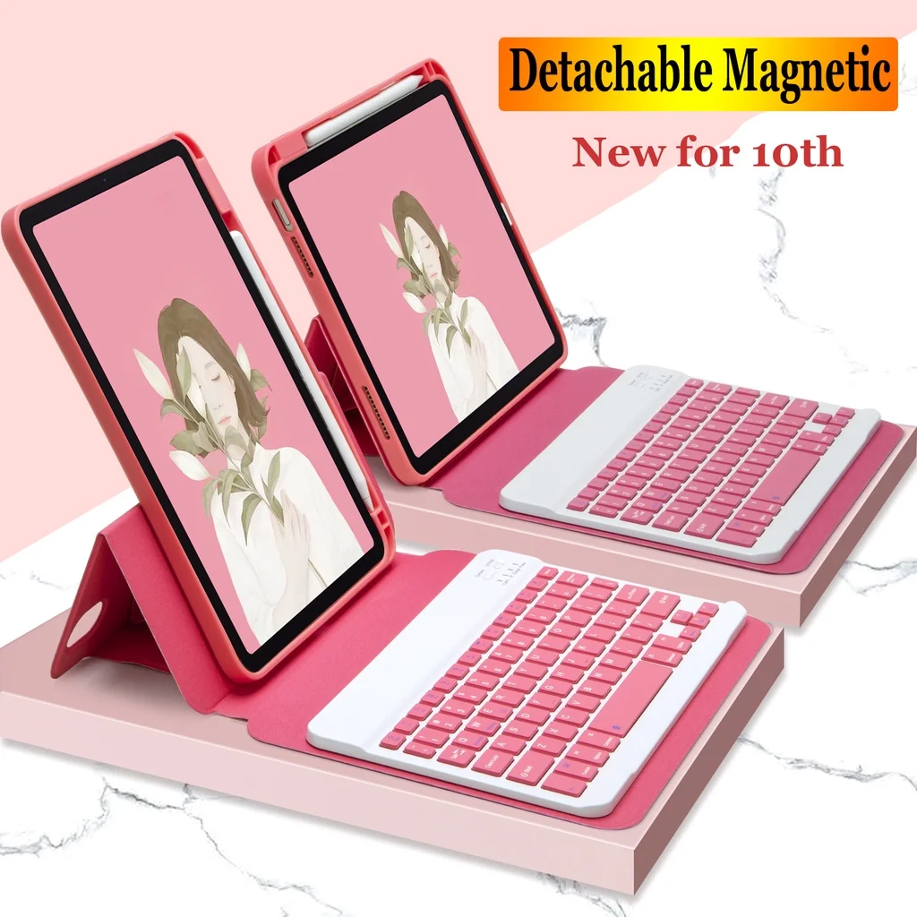 

for iPad 10th 10.9 2022 Wireless Bluetooth Keyboard Flip Leather Horizontal and vertical screens Clear Acrylic Cover