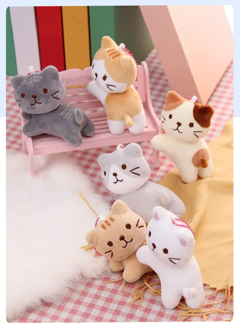 12cm Cartoon Cat Plush Toy White Grey Kittens Plush Pendant for Bag Key Rings Birthday Christmas Gifts Keychain for Kids plush toys