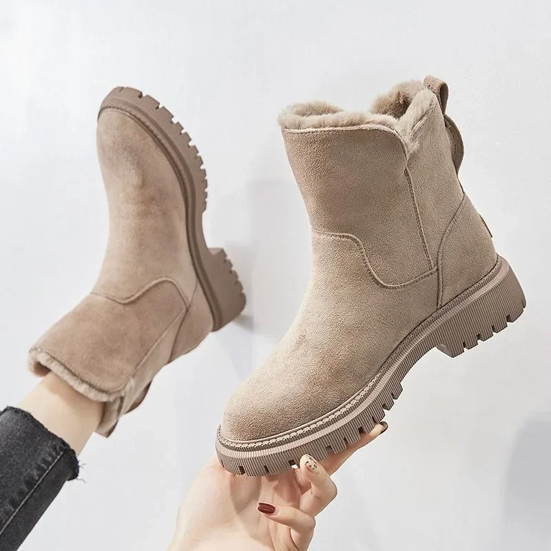 

New Women's Boots Fashion Designer Plush Snow Boots Non-slip Platform Ankle Boots For Women Winter Warm Cotton Shoes Botas Mujer