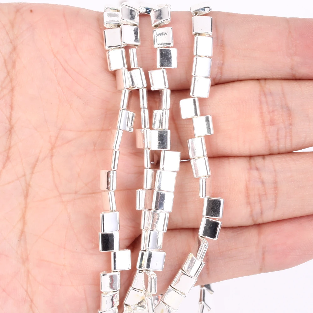 Natürliche Hämatit Stein Perlen Bunte Silber Gold Überzogene Doppel Loch Hämatit Lose Spacer Perlen Für Schmuck Machen Diy Armband – Detail 10