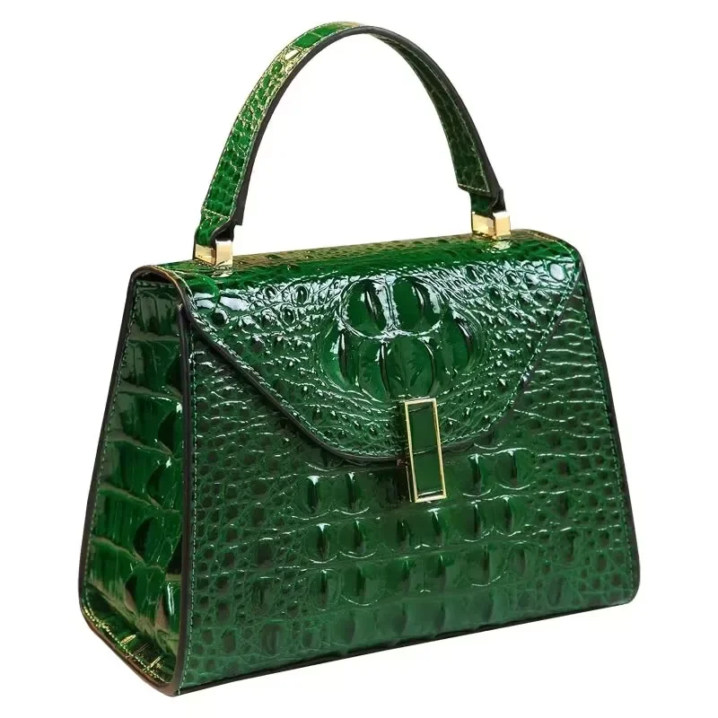 

Crocodile Pattern Women's Bag Genuine Leather Crossbody Handbags High Quality Women's Small Square Bag Boston Bag Shoulder Bags