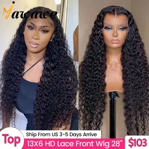 YAWAWE Water Wave 13x6HD Lace Frontal Wigs Brazilian Human Hair Wigs For Women Deep Curly Wear Go Glueless Wig preplucked Precut