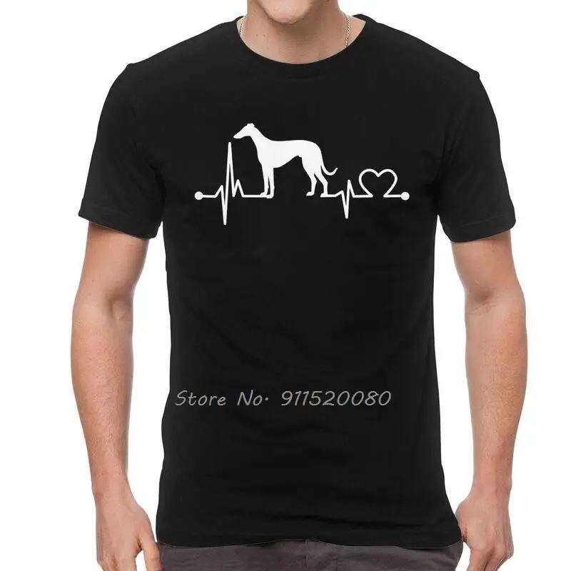 Windhund Herzschlag T Shirts Männer Baumwolle T-shirt Lustige Liebe Hund Haustier T Tops Streetwear Harajuku T-shirt Geschenk – Detail 2