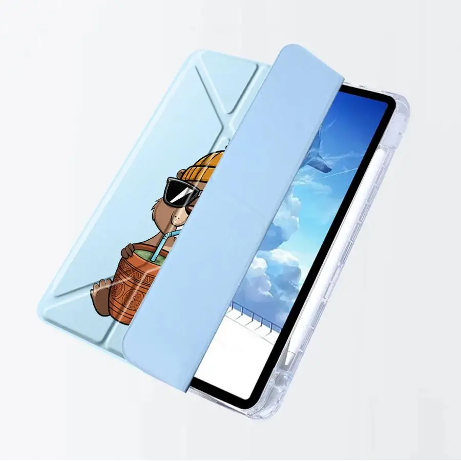 Coffee Bear Beaver Holder Cover Tablet Case - Y-Fold Design