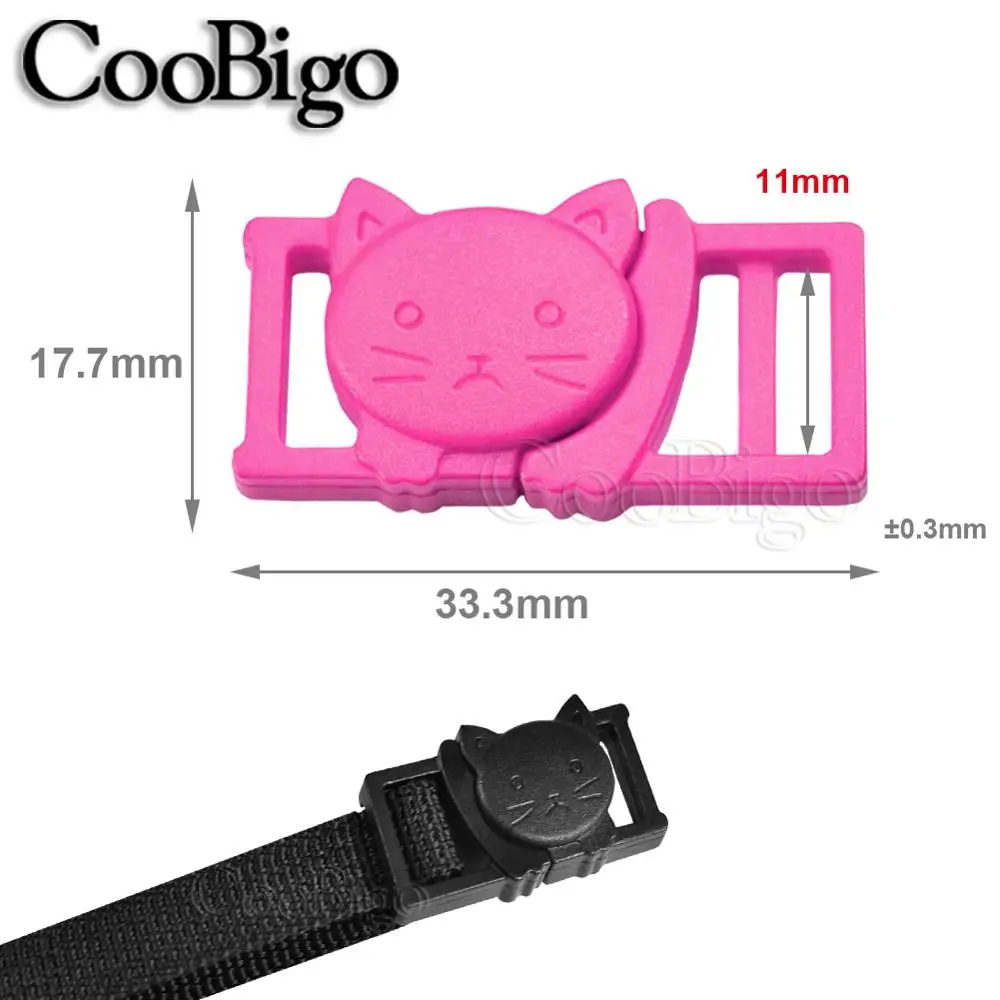 Paracord Accessories 12pcs Cat Head Plastic Safety Breakaway Side Release Bracelet Buckle Clips Outdoor Backpack Webbing Paracord Pet Collar Colorful