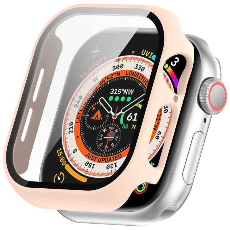 Premium Tempered Glass Apple Watch Screen Protector with PC Bumper Cover