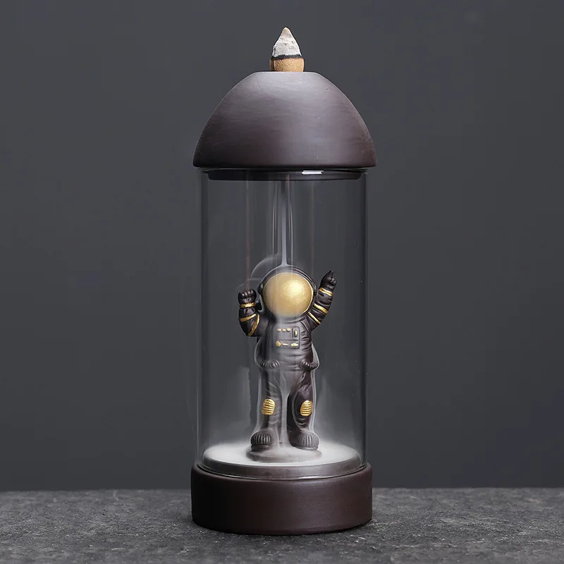

New Purple Sand Astronaut Backflow Incense Burner Ornament Creative Home Sandalwood Incense Burner