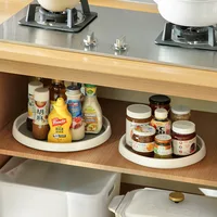 1/4Pcs 360 Rotatable Anti Sliding Kitchen Condiment Rotatable Storage Rack Tableware Cabinet Round Multi Functional Storage Rack 2