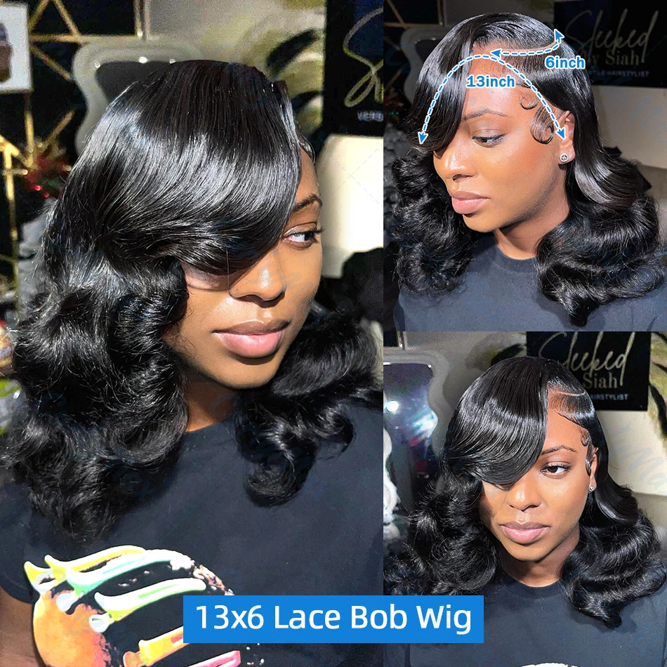 Brazilian Short Bob 13x6 HD Transparent Lace Front Body Wave 13x4 Lace Frontal Human Hair Wavys 5x5 Closure Wig For Women