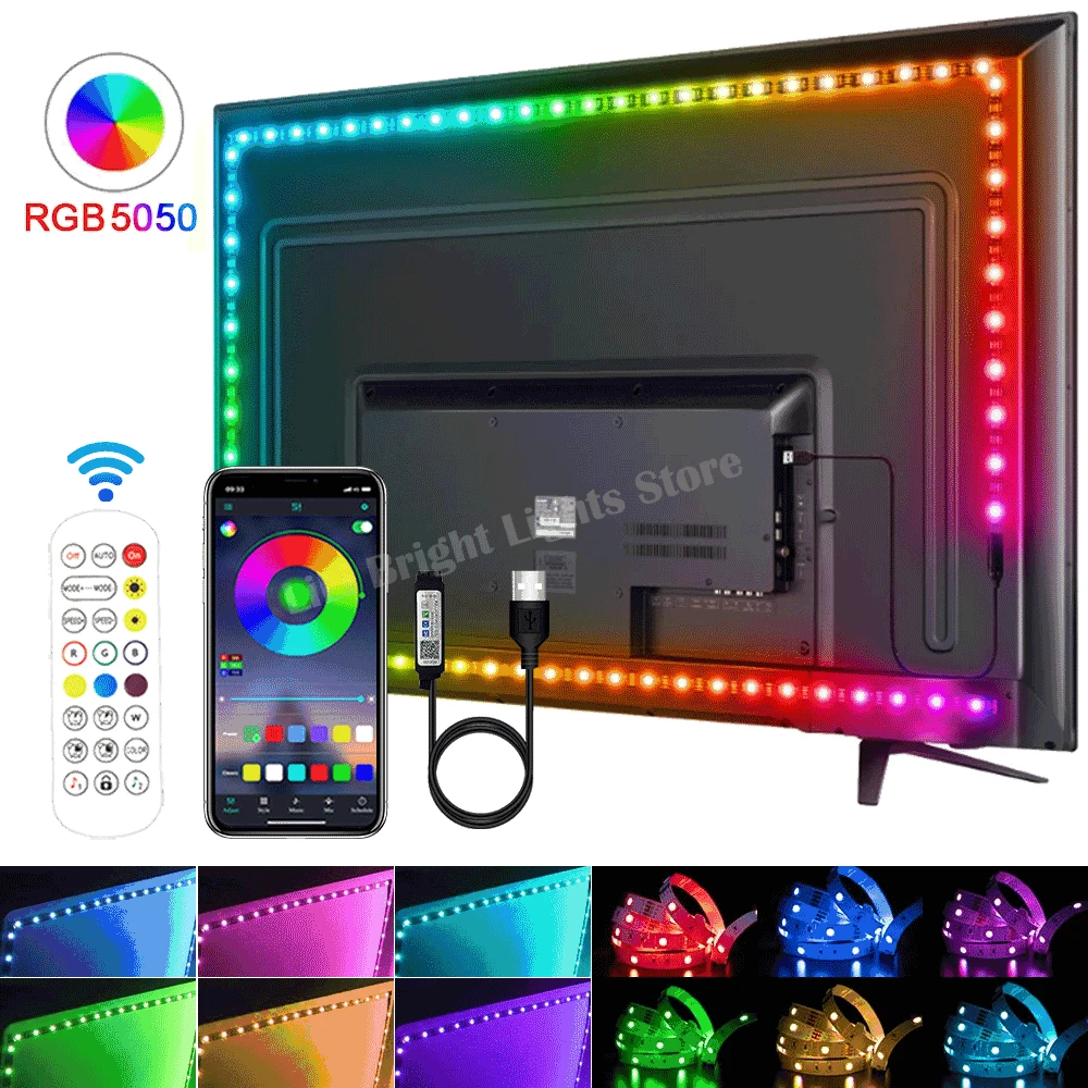 USB Led Strip Light 5050 RGB LED Lights 5V Bluetooth Flexible Ribbon