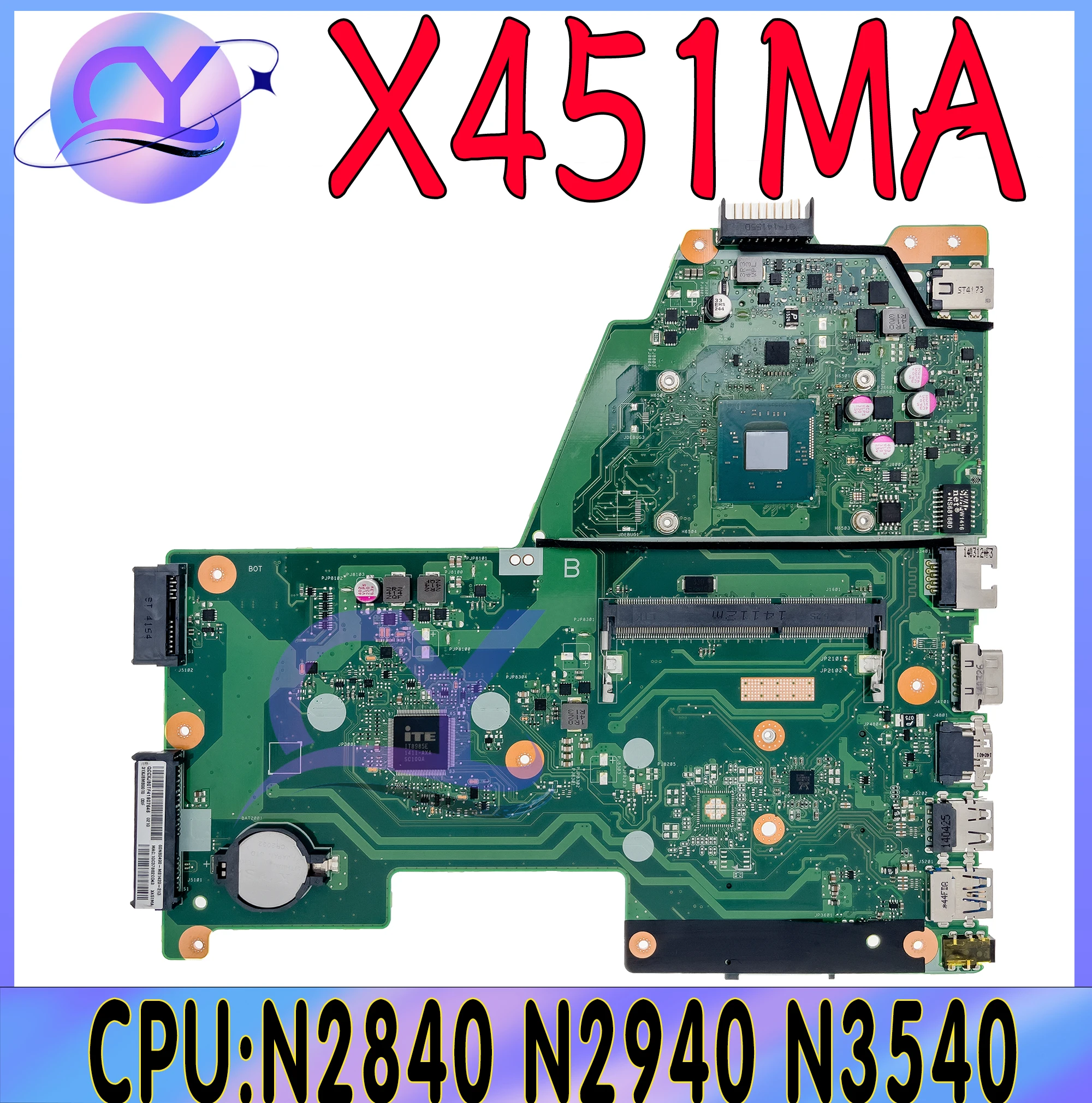 X451MA Mainboard For Asus F451M X451M X451 X451MA Laptop Motherboard With N2815/2840 N2930/2940 N3540 CPU DDR3L 100% Tested ok for acer v5 552 v5 552g zri laptop motherboard da0zrimb8e0 mainboard with a10 5750m cpu 4gb ram nbmbj11001 100% fully tested