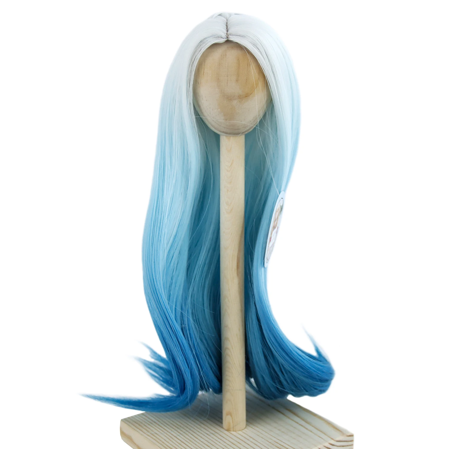 BJD Wig 1/4 7-8 inch Synthetic fiber Tress 17cm to 18cm Head Long White Blue Gradient Kinky Curly SD BJD Hair Accessories