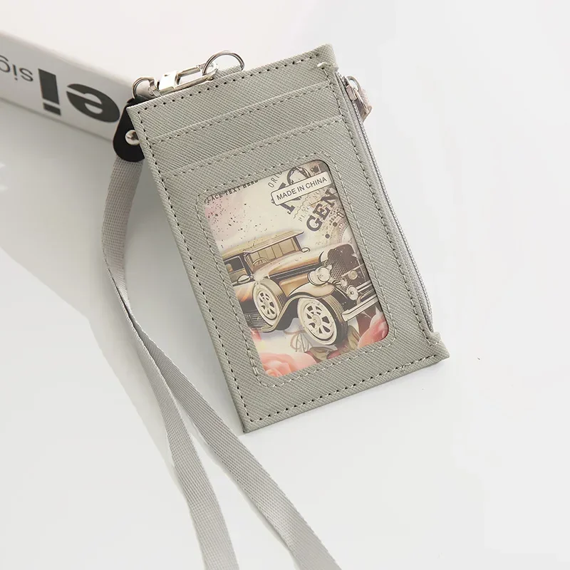 Premium PU Leather Lanyard Wallet with Card Holder & Coin Pouch