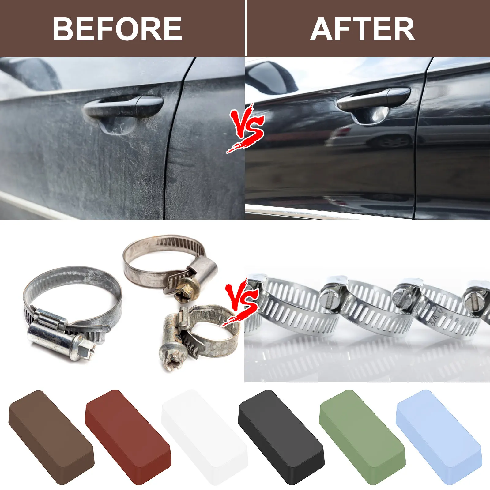 6Pcs Metal Polishing Compound Kit Multipurpose Buffing Polishing Compound Color Coded Jewelry Polishing Compound Bar Coarse