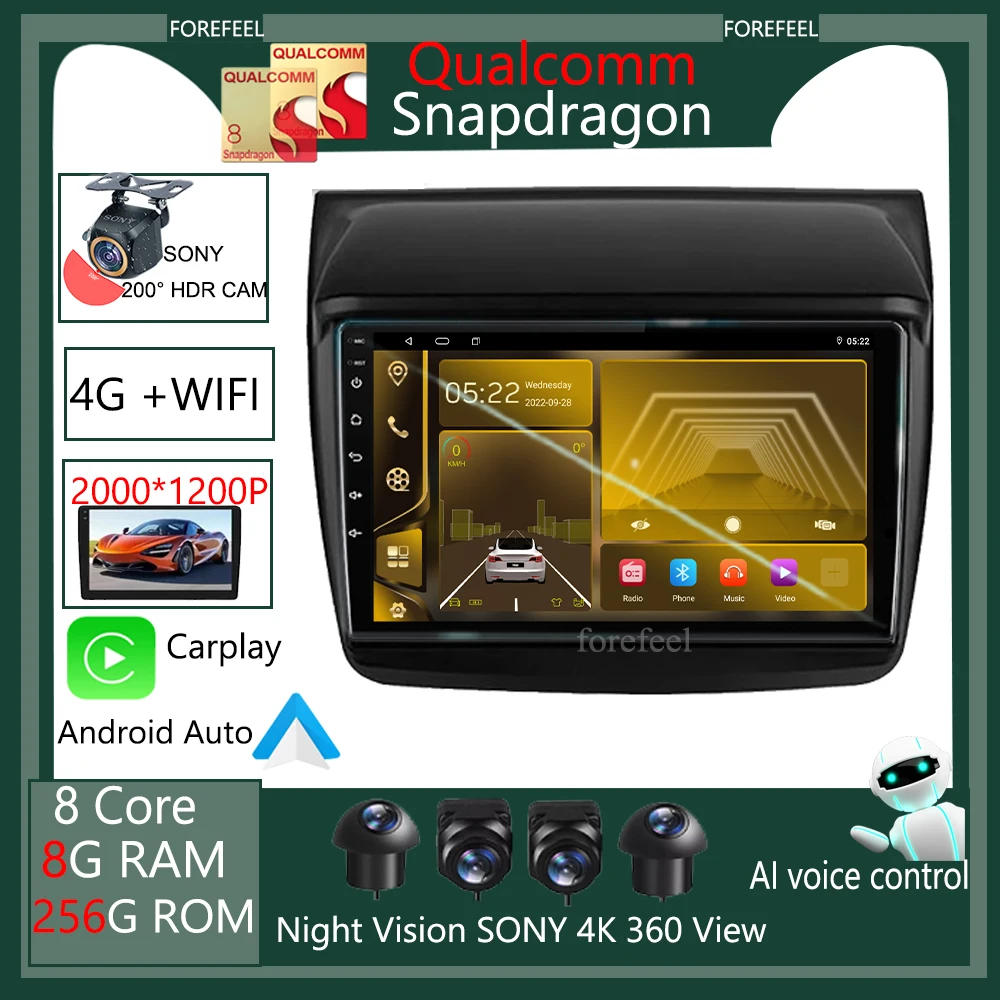 

Автомобильный мультимедийный видеоплеер с сенсорным экраном, Qualcomm радио Carplay Android для Mitsubishi Pajero Sport 2 L200 Triton 2008 - 2016