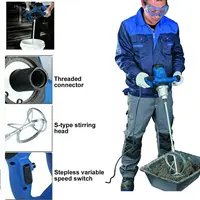 Портативный лопастной миксер 2600 Вт, 6 скоростей, электрическая мешалка, дрель, инструмент для перемешивания растворов, краски, цемента, штукатурки — изображение 3