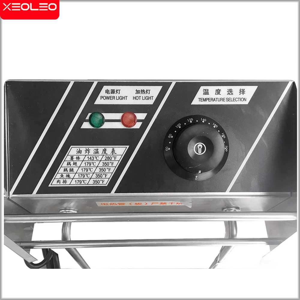 XEOLEO 6L 2500W Electric Commercial Single Tank Deep Fryer French Chicken Wings Fast-Heating Snack Fried Machine Food Processor 3