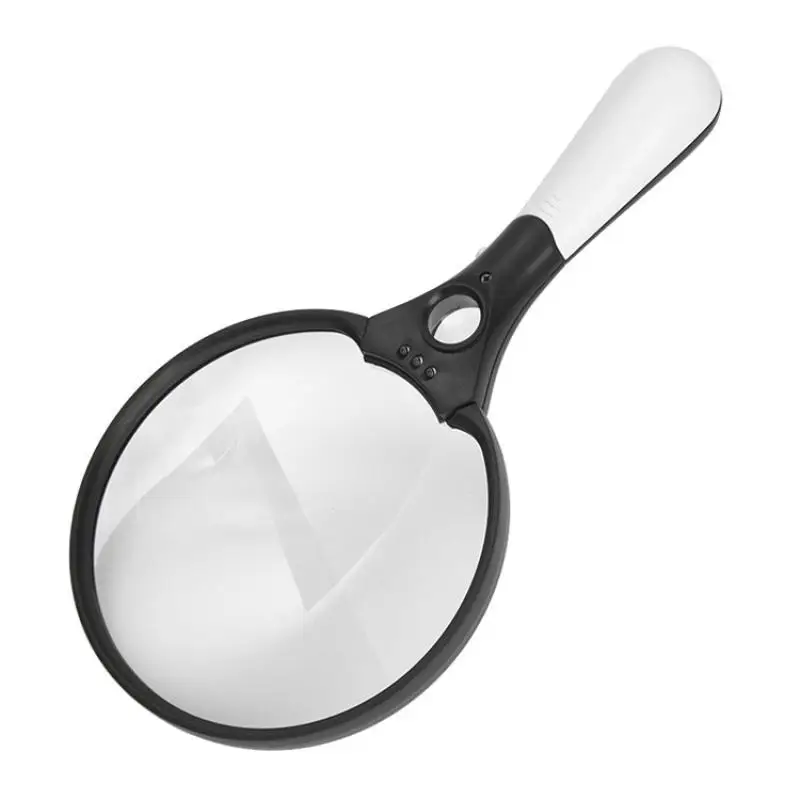 

Handheld Magnifying Glass 137Mm Large Lens, 3Led Light 2X 4X 25X, Elderly Reading, Reading, Identification and Collection