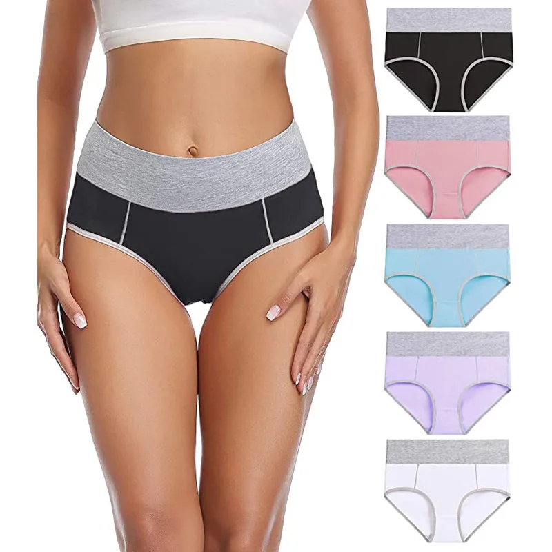 

Cotton mid-waist briefs, tummy-tightening, hip-slimming, waist-slimming, extra-large size (multiple colors available)