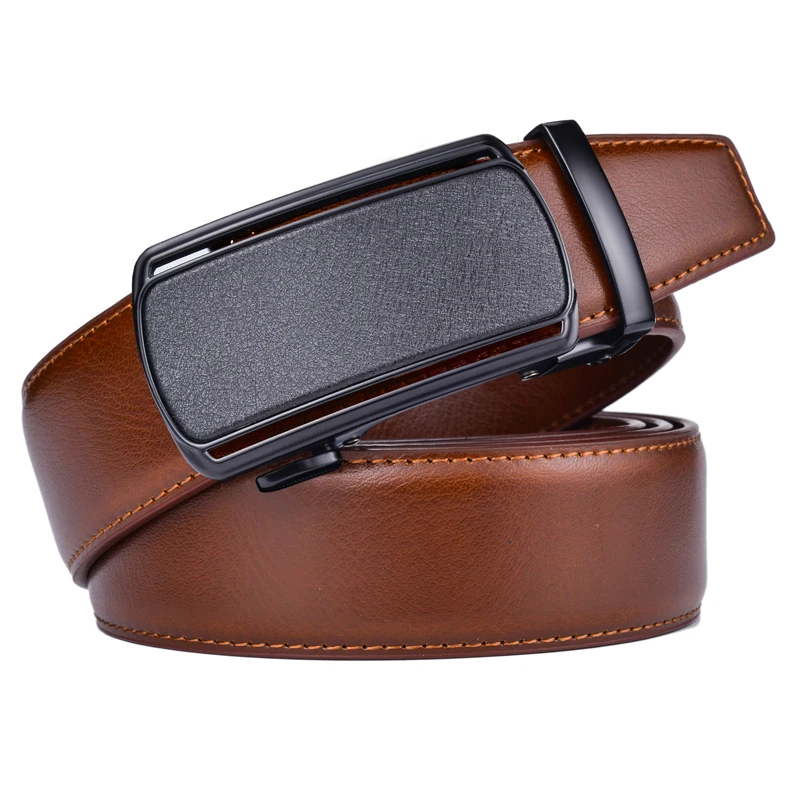 Cintura Uomo In Pelle Morbida KLWINO – Fibbia Automatica A Cricchetto, Regolabile, Larghezza 3,5 Cm, Colore Nero Con Goffratura Oro